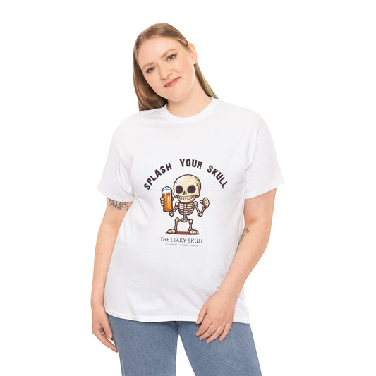 The Leaky Skull from Wicked Pickle bar logo thick cotton round-neck tee