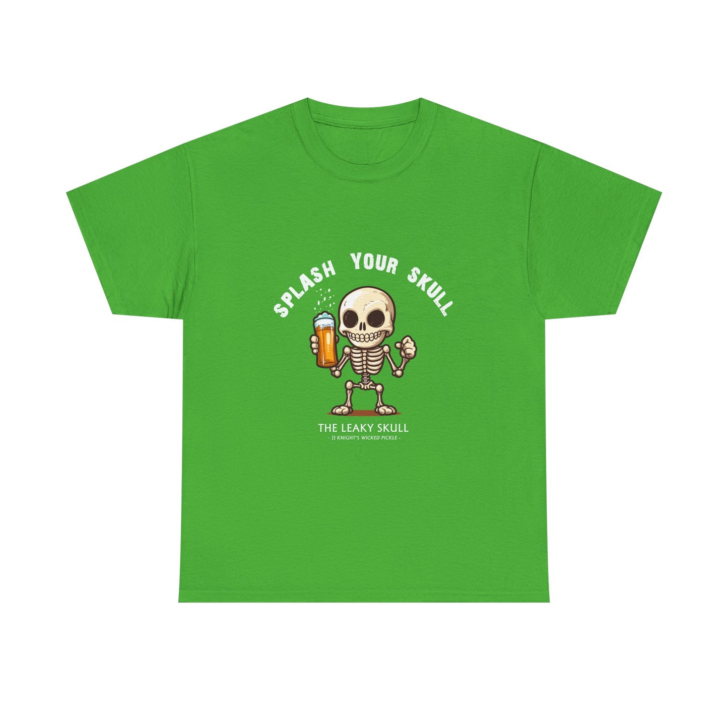 The Leaky Skull from Wicked Pickle bar logo thick cotton round-neck tee
