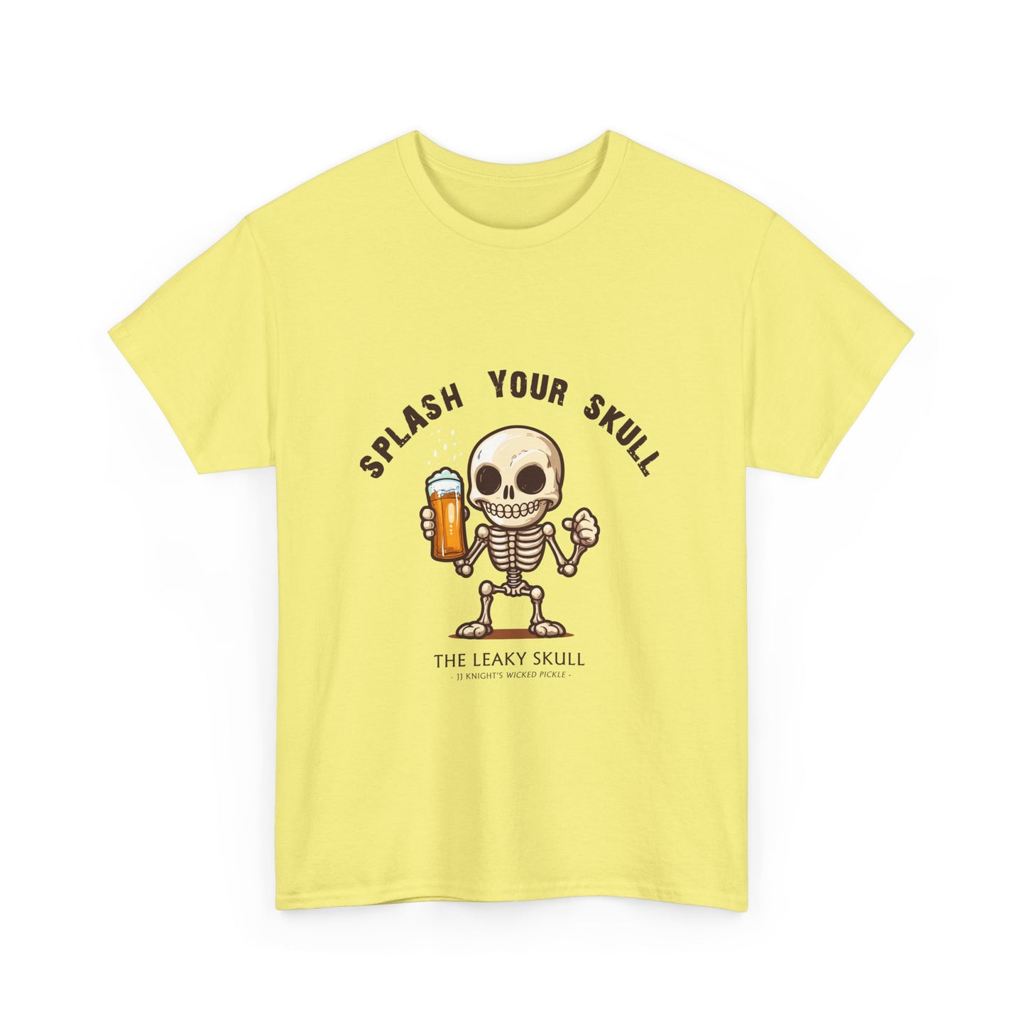 The Leaky Skull from Wicked Pickle bar logo thick cotton round-neck tee