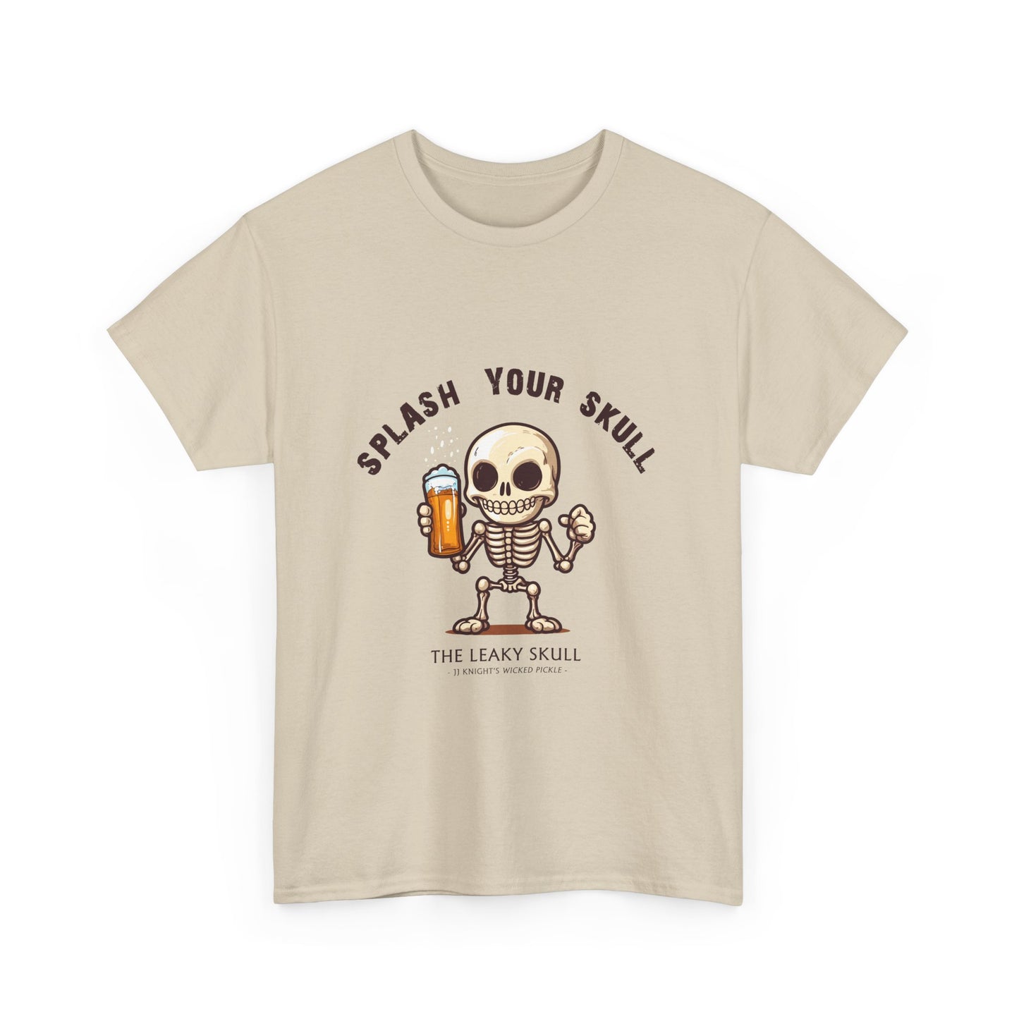 The Leaky Skull from Wicked Pickle bar logo thick cotton round-neck tee