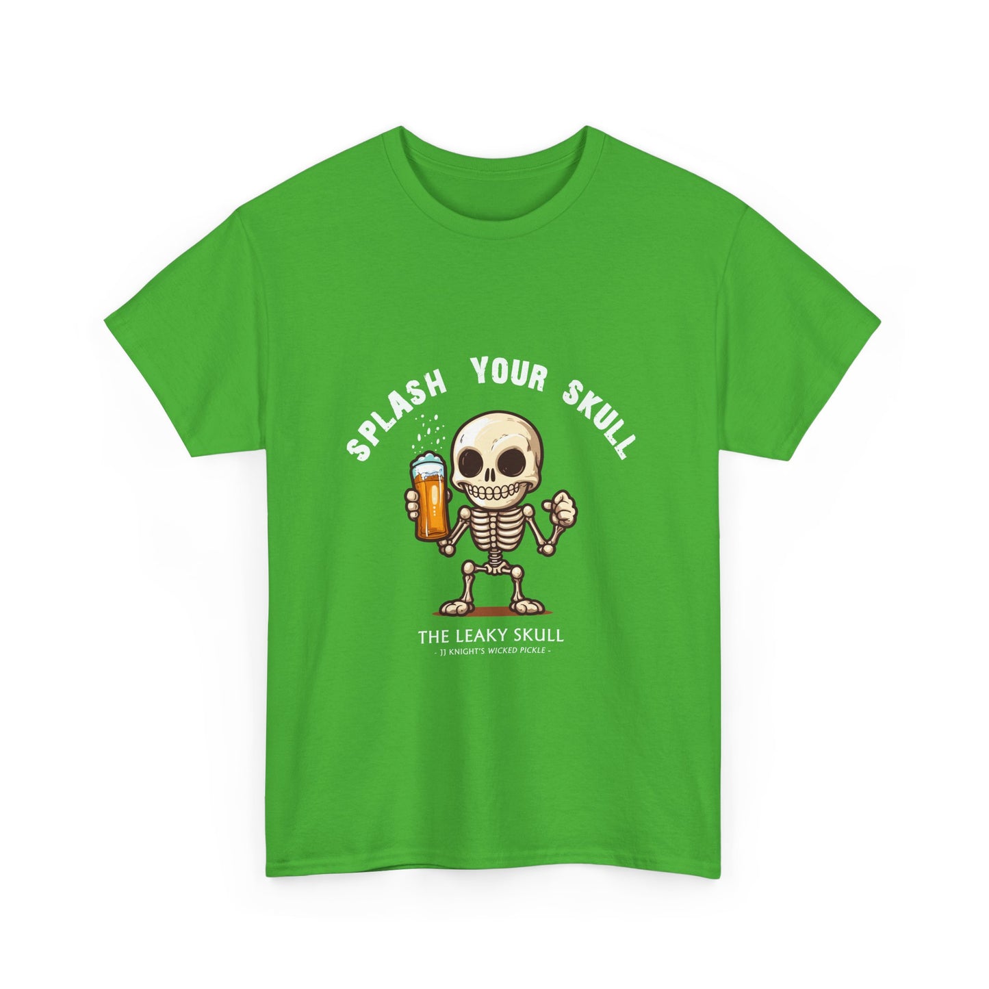 The Leaky Skull from Wicked Pickle bar logo thick cotton round-neck tee