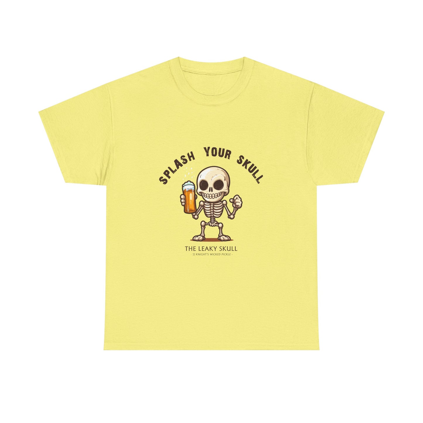 The Leaky Skull from Wicked Pickle bar logo thick cotton round-neck tee