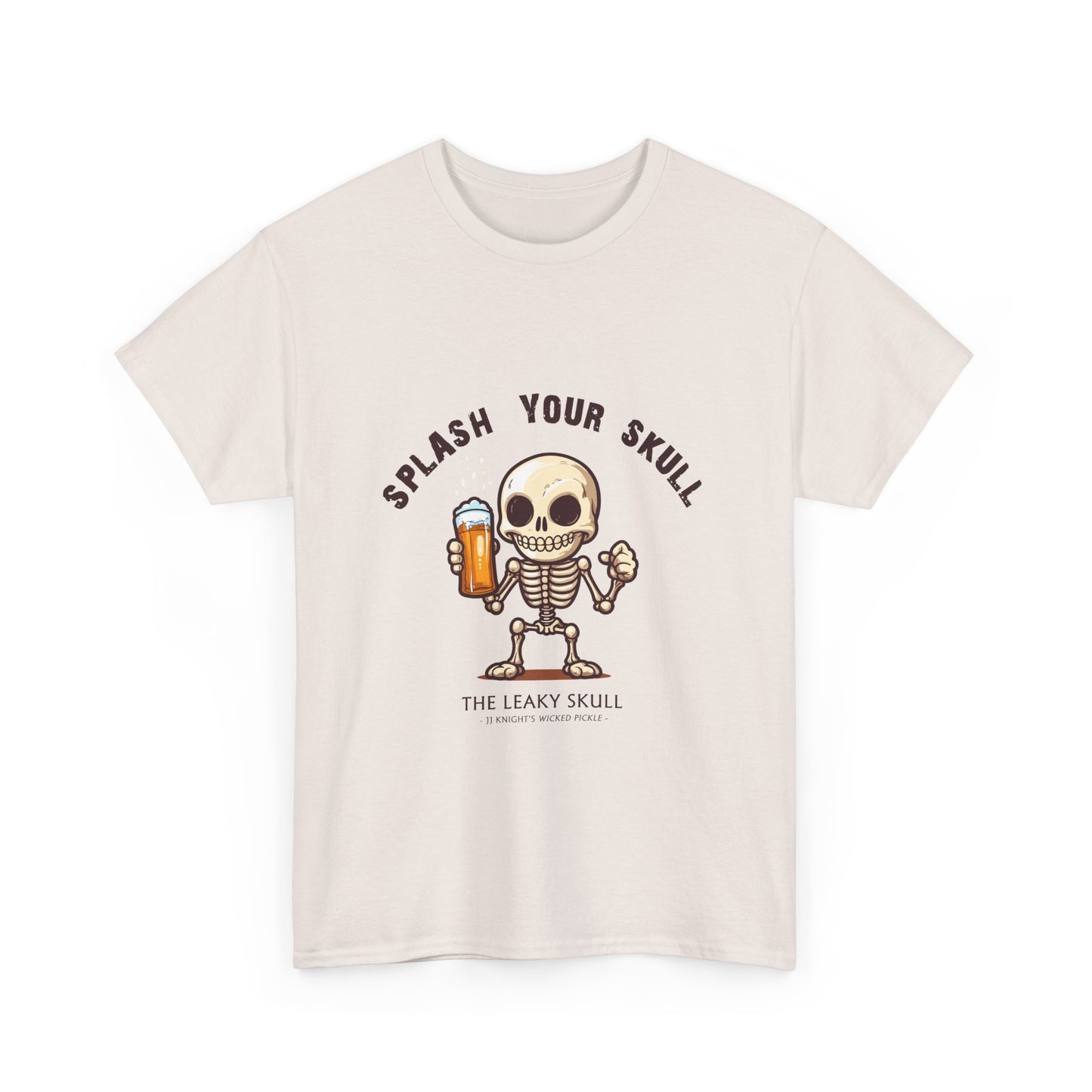 The Leaky Skull from Wicked Pickle bar logo thick cotton round-neck tee