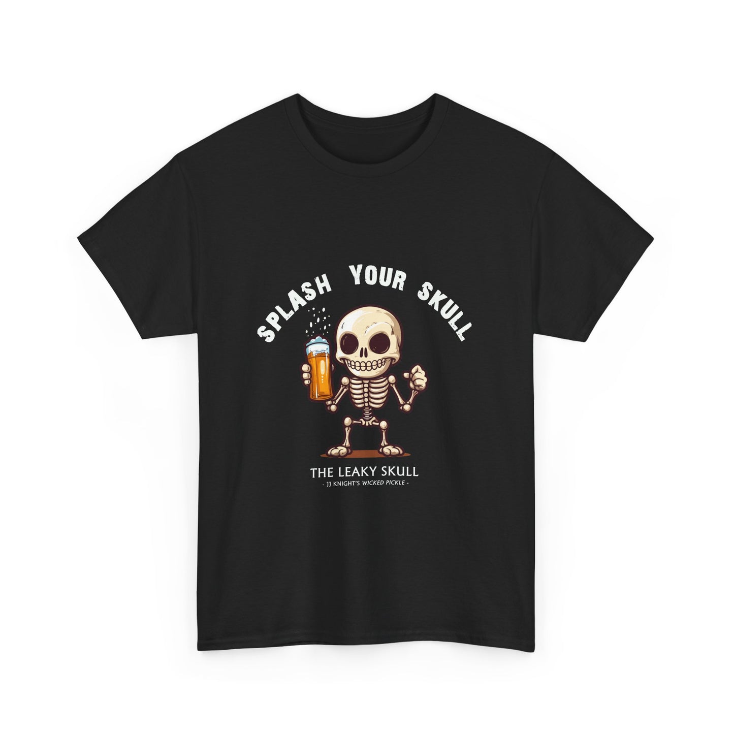 The Leaky Skull from Wicked Pickle bar logo thick cotton round-neck tee