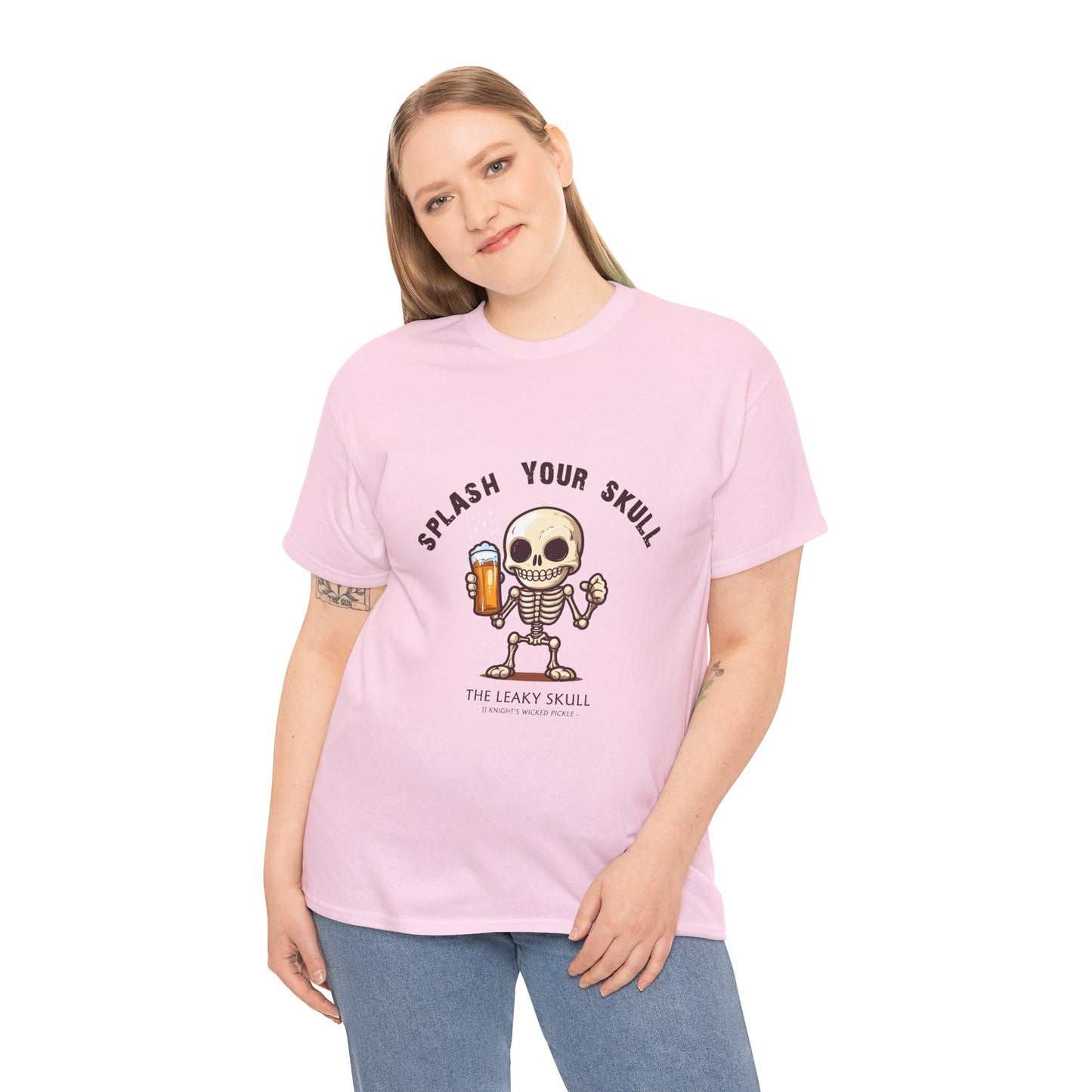 The Leaky Skull from Wicked Pickle bar logo thick cotton round-neck tee