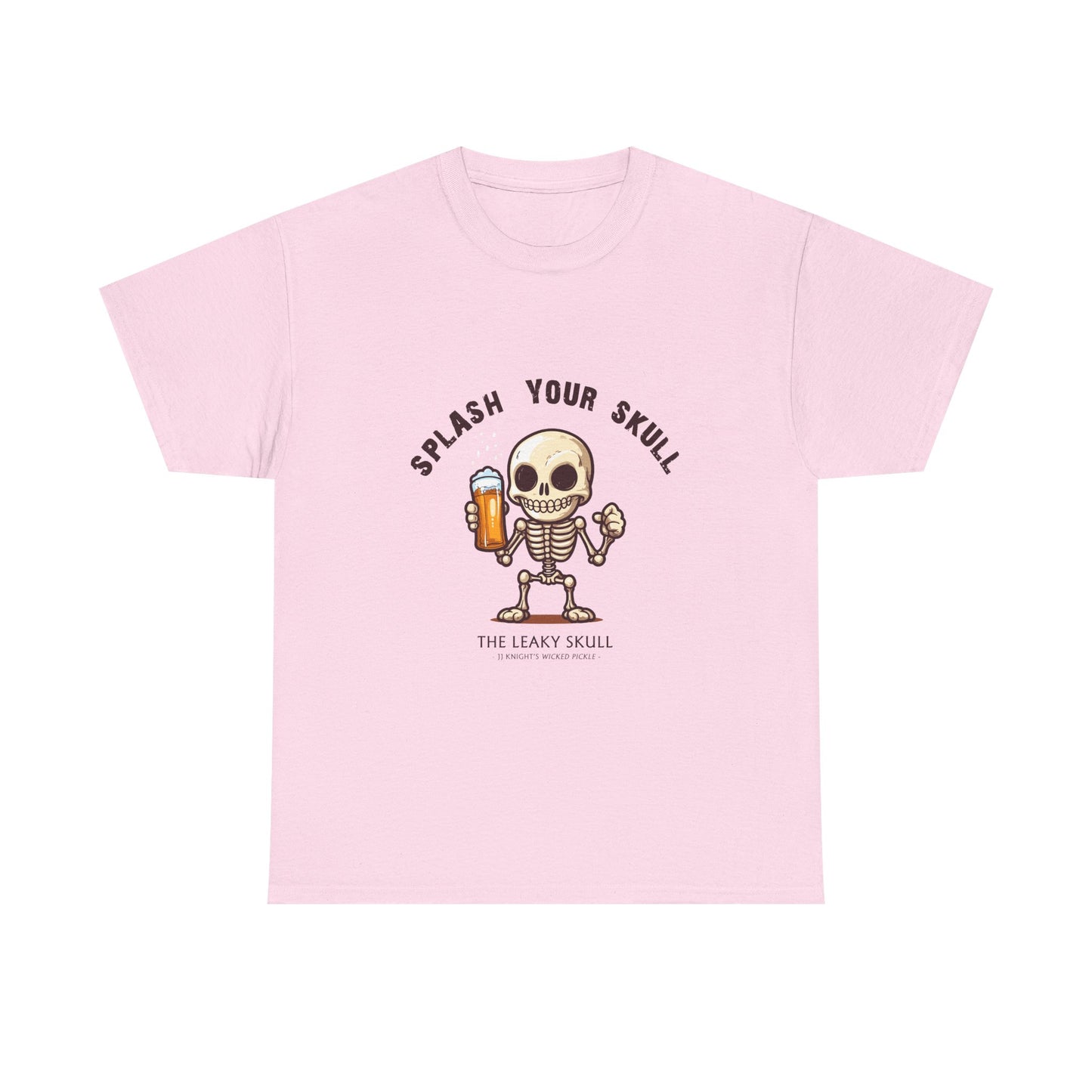 The Leaky Skull from Wicked Pickle bar logo thick cotton round-neck tee