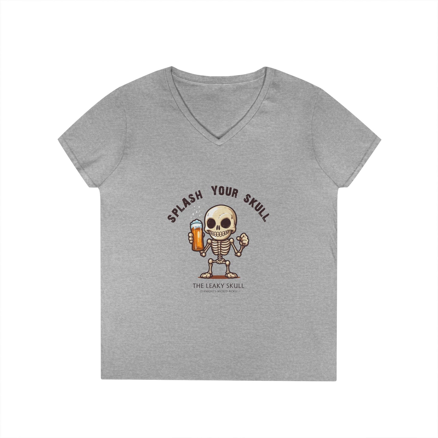 Leaky Skull from Wicked Pickle Ladies' V-Neck T-Shirt