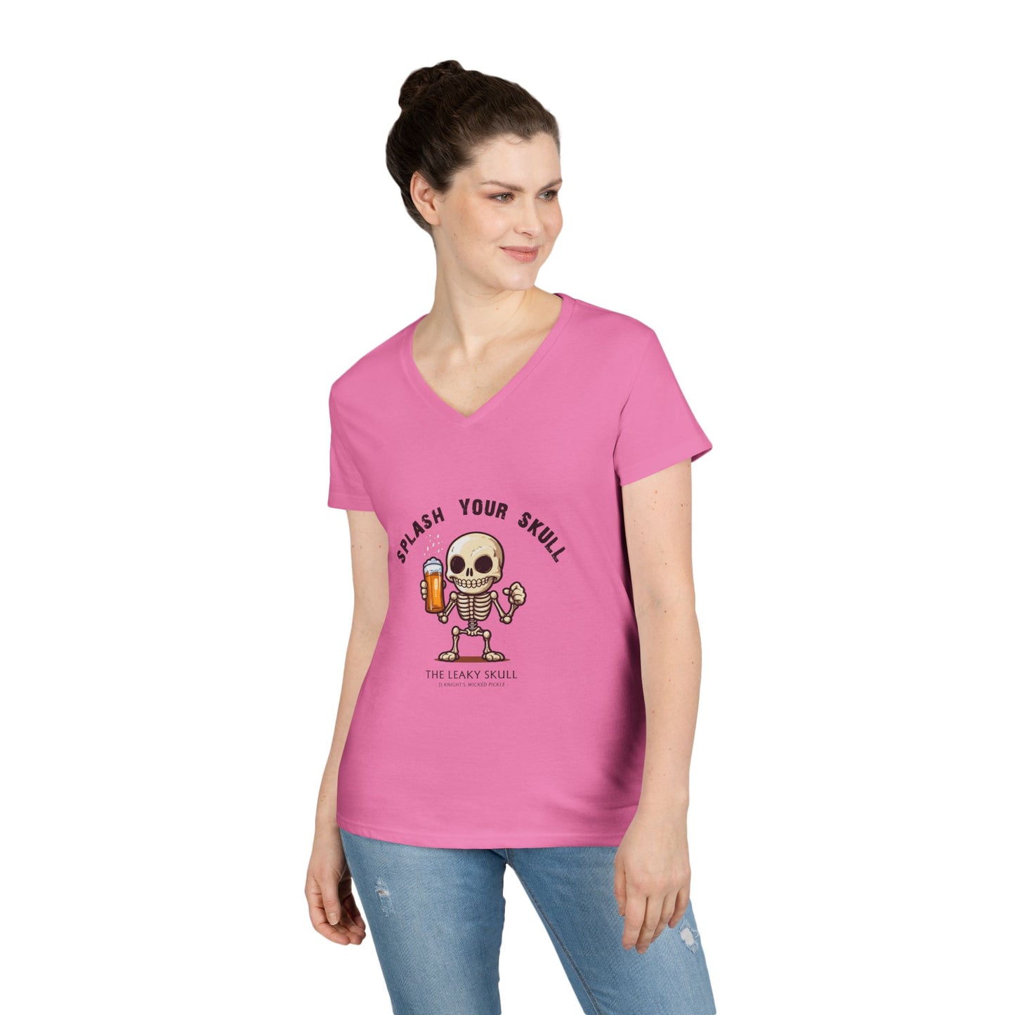 Leaky Skull from Wicked Pickle Ladies' V-Neck T-Shirt