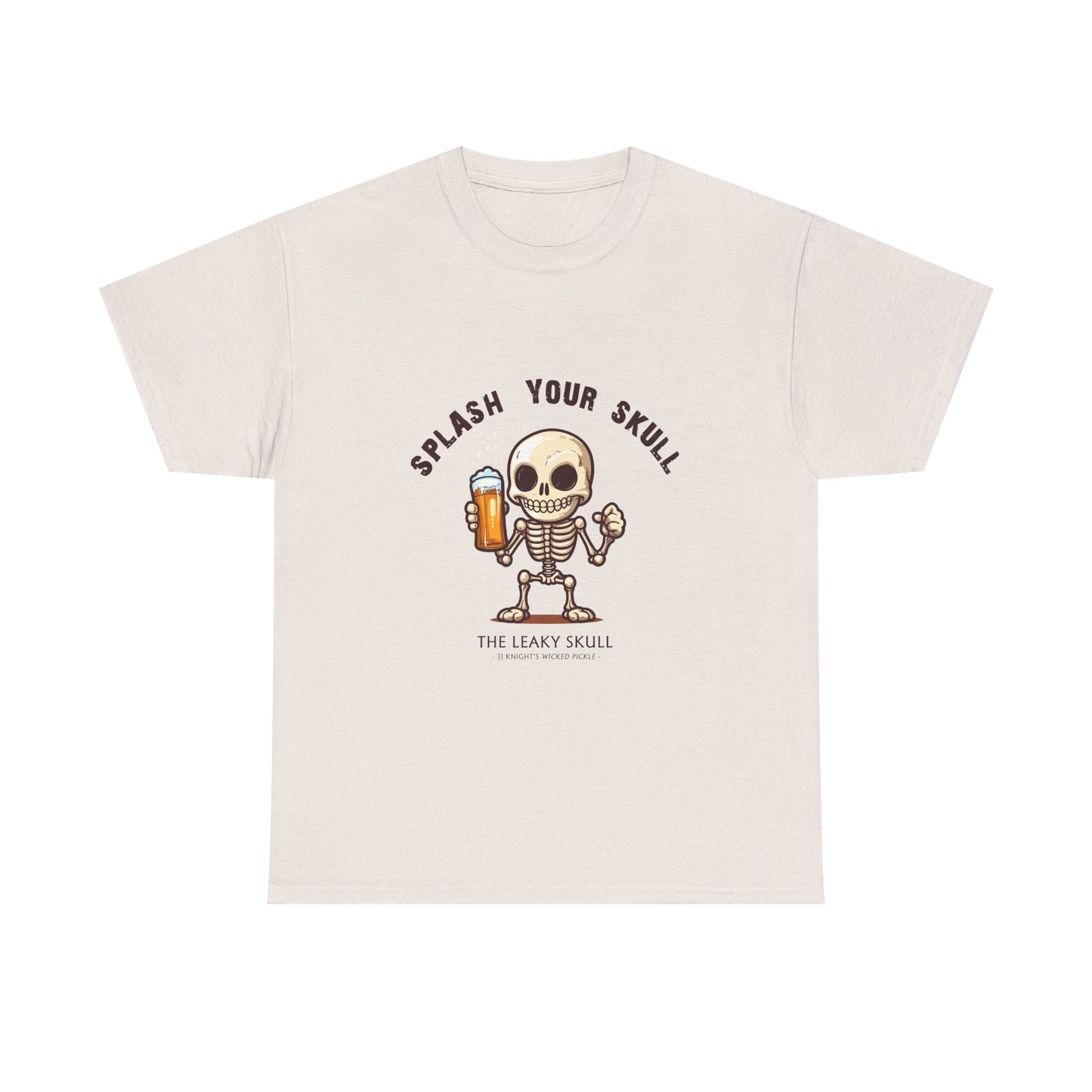 The Leaky Skull from Wicked Pickle bar logo thick cotton round-neck tee