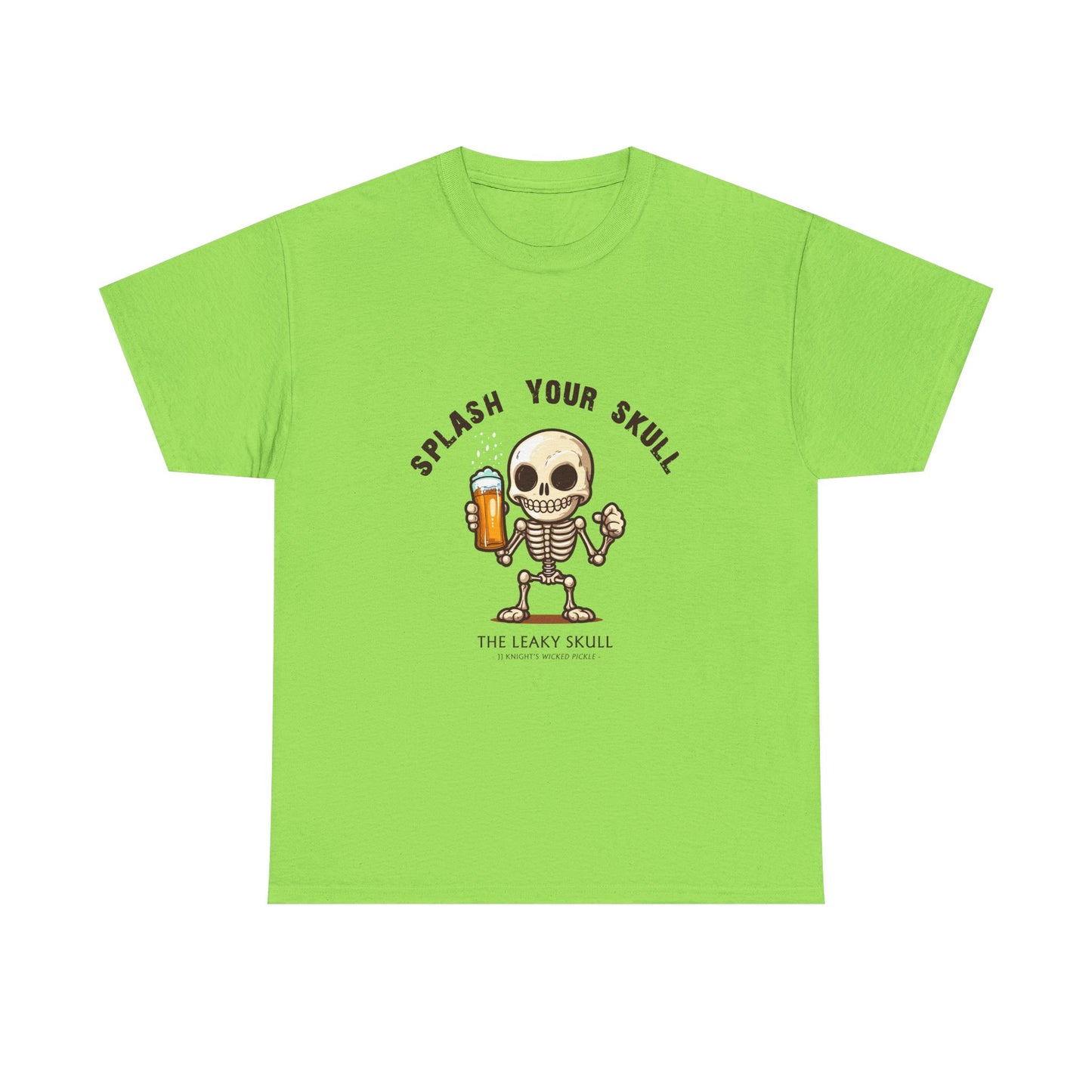 The Leaky Skull from Wicked Pickle bar logo thick cotton round-neck tee