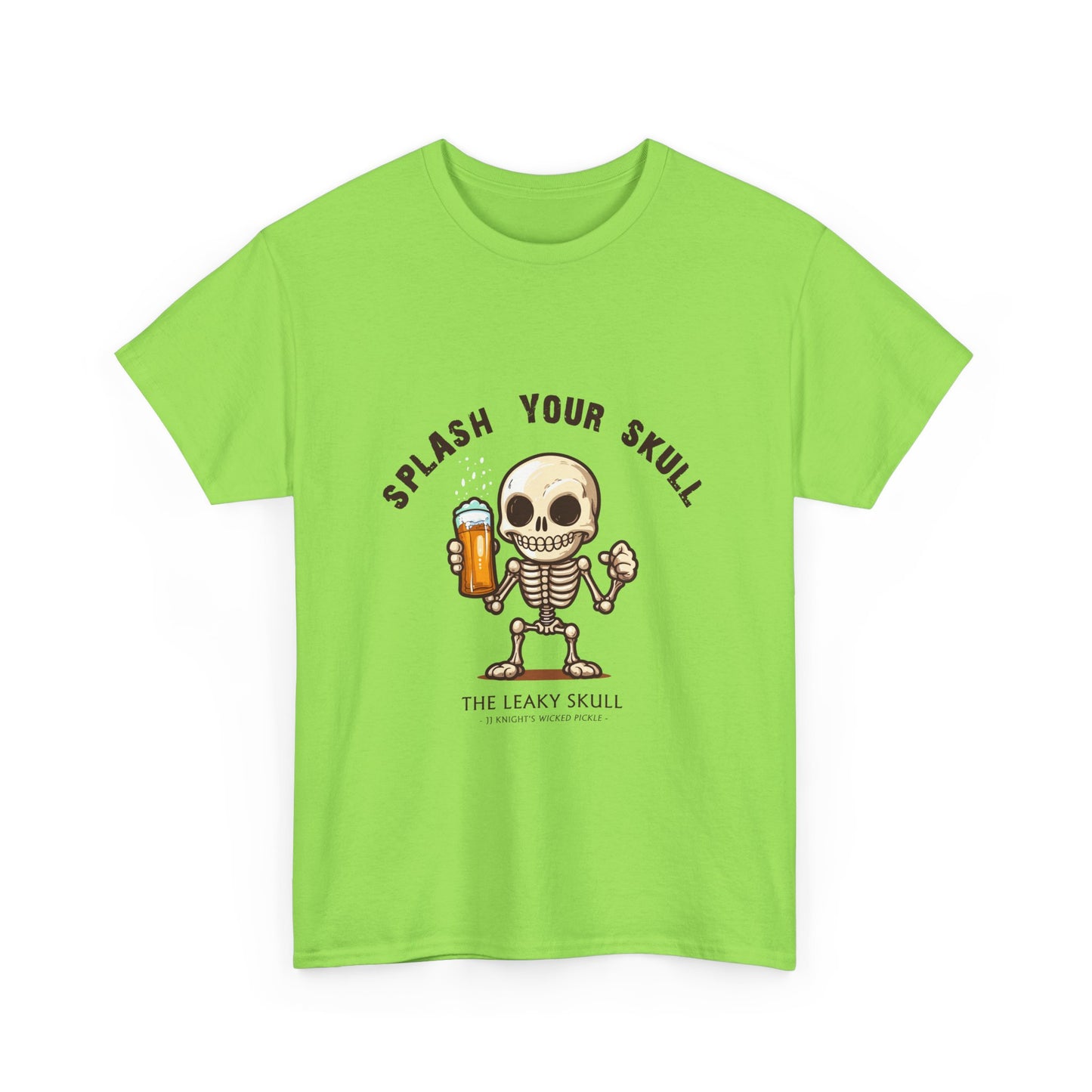 The Leaky Skull from Wicked Pickle bar logo thick cotton round-neck tee
