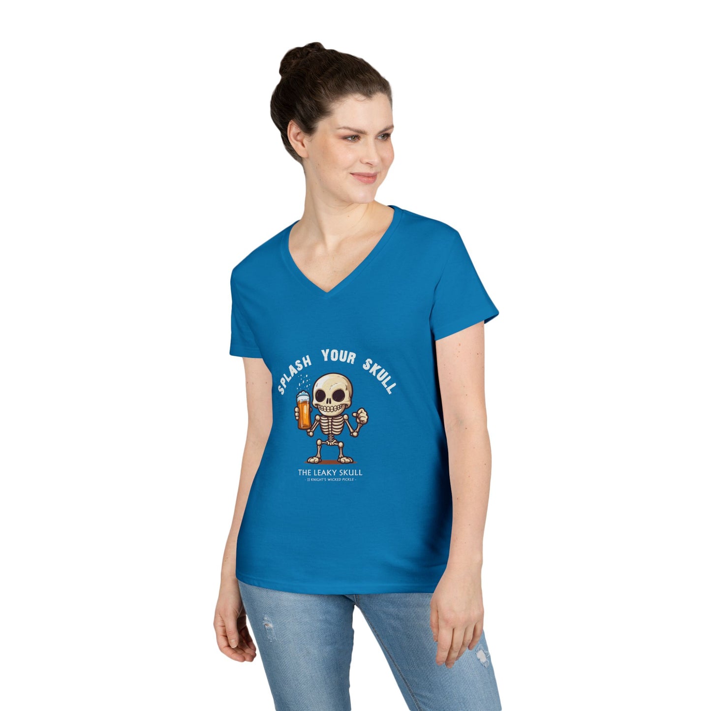 Leaky Skull from Wicked Pickle Ladies' V-Neck T-Shirt