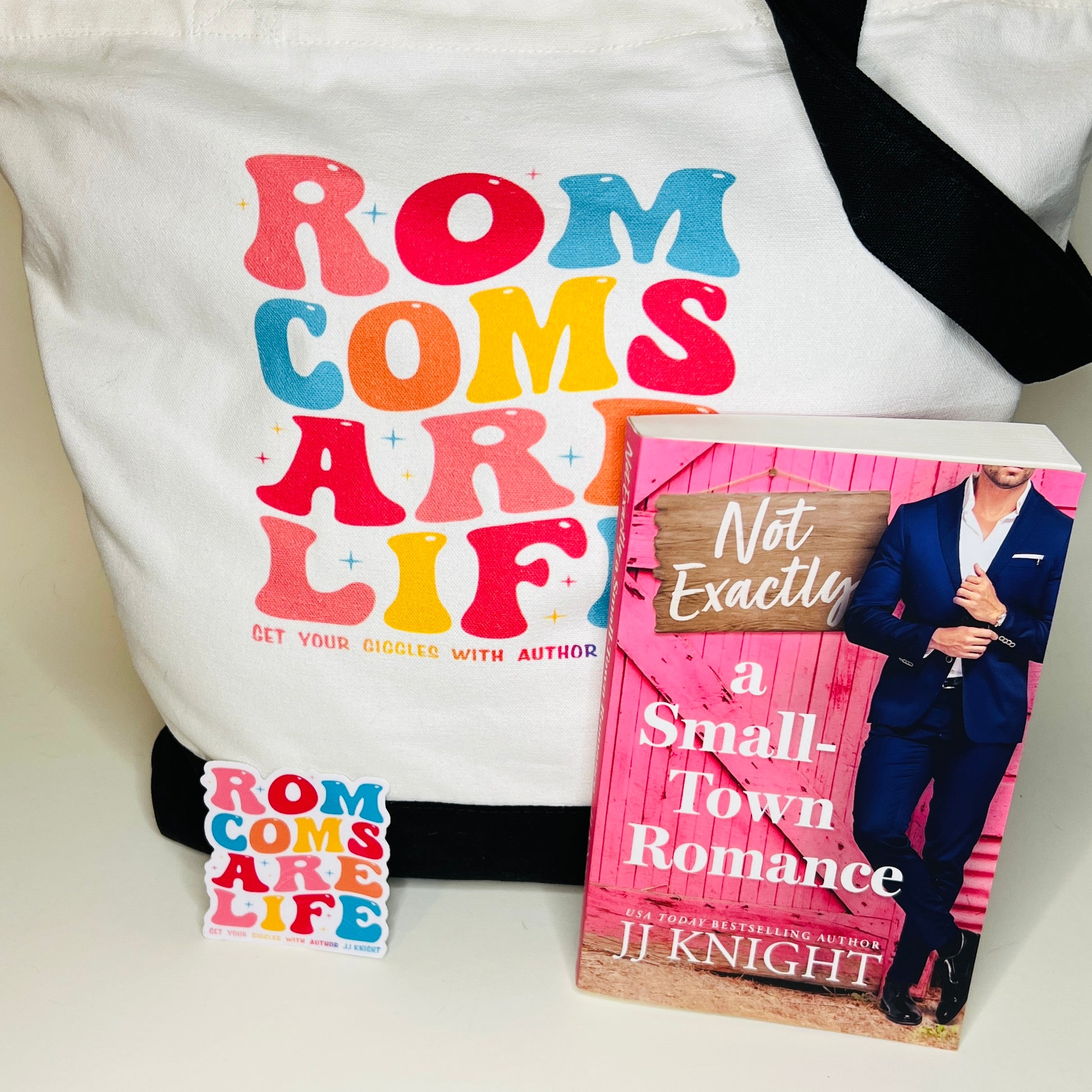 Not Exactly a Small Town Romance by JJ knight book box with tote