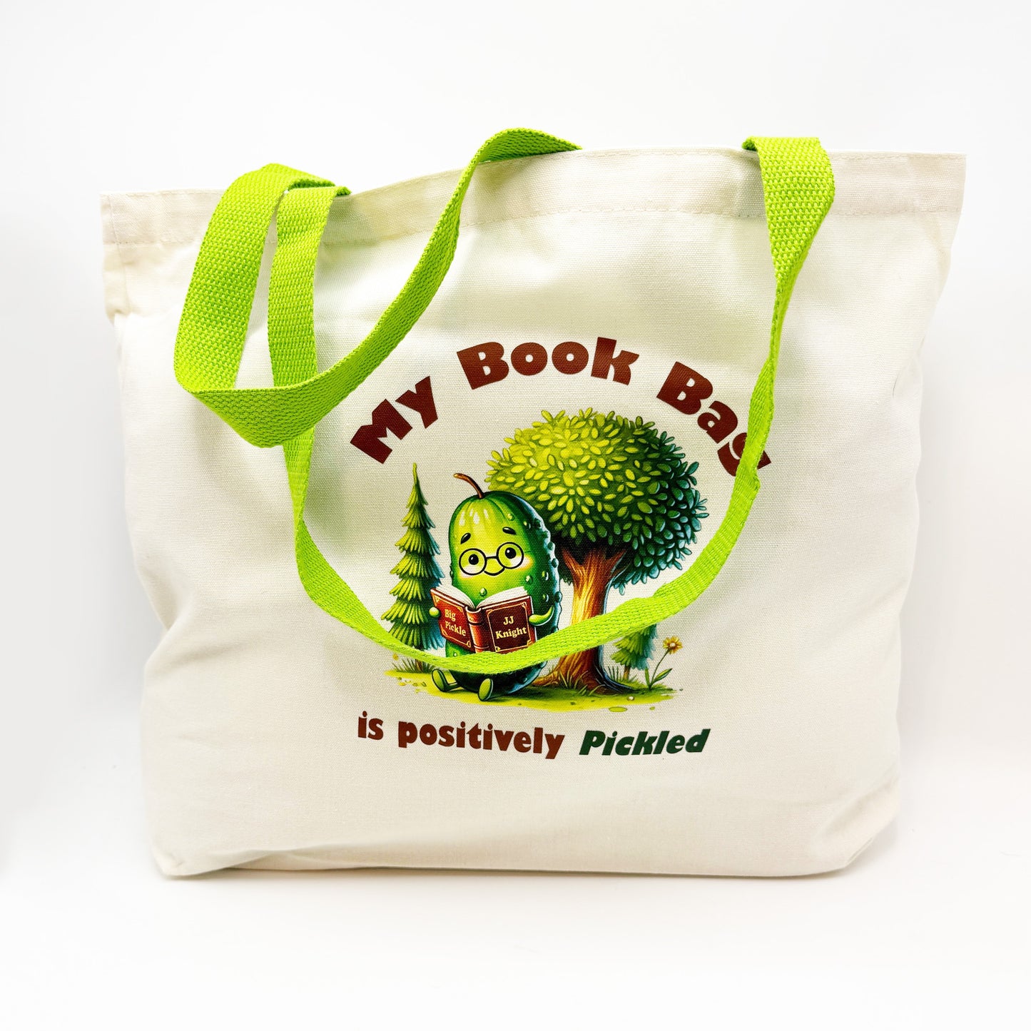 Pickle themed canvas tote bag