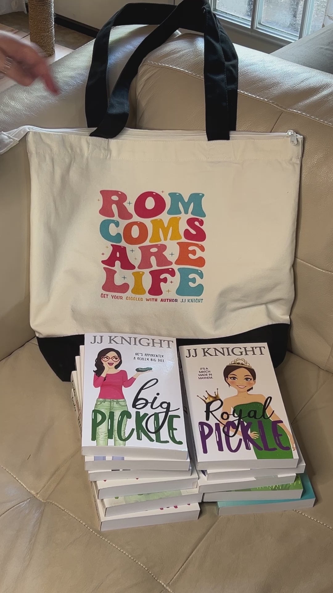 Rom Coms are Life canvas tote bag for readers and romantic comedy lovers
