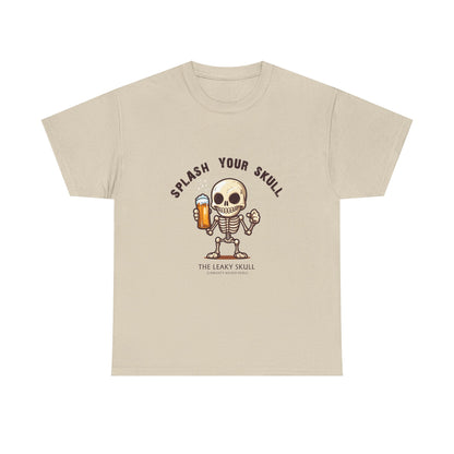 The Leaky Skull from Wicked Pickle bar logo thick cotton round-neck tee