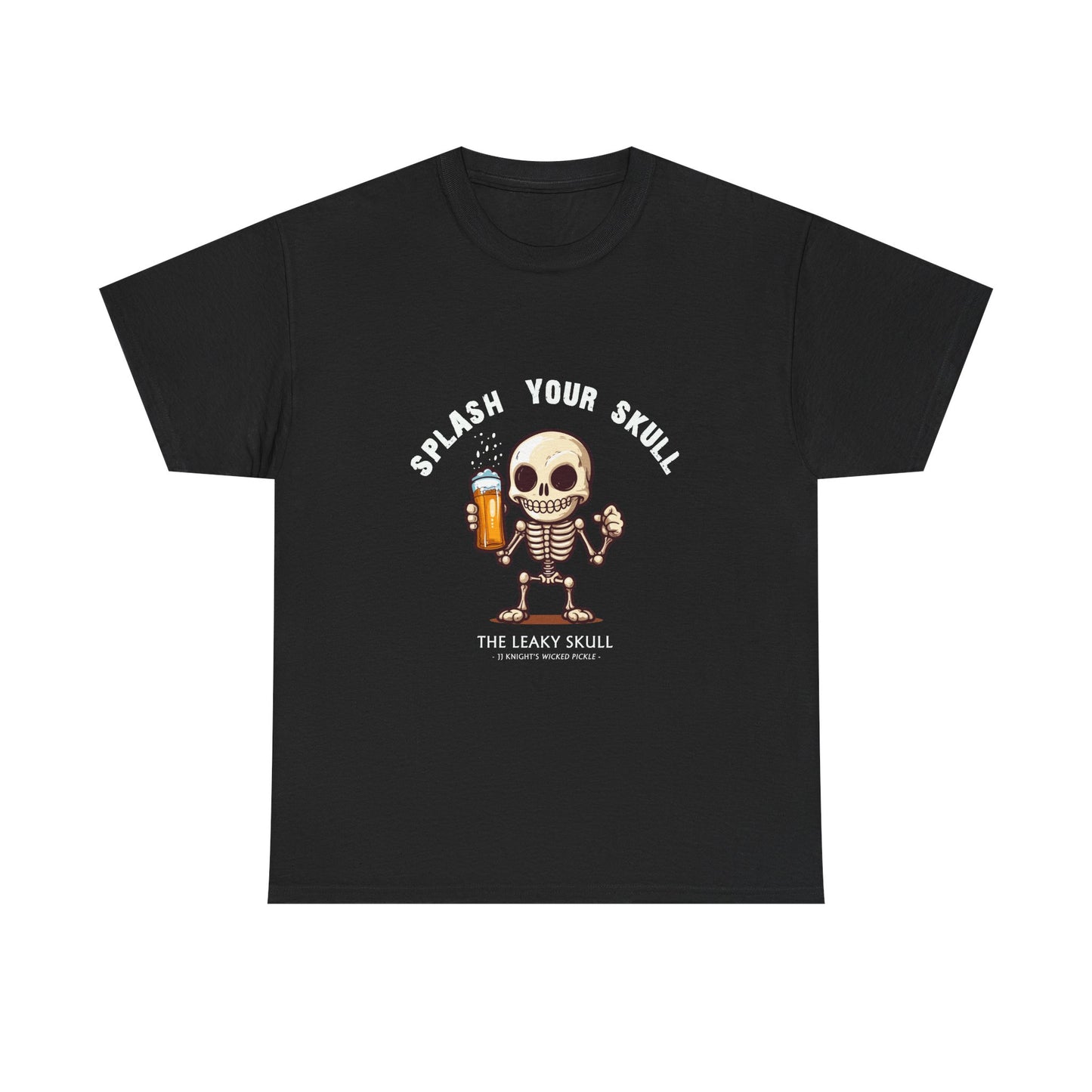 The Leaky Skull from Wicked Pickle bar logo thick cotton round-neck tee