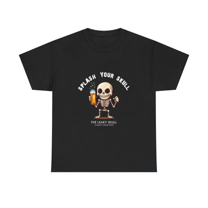 The Leaky Skull from Wicked Pickle bar logo thick cotton round-neck tee