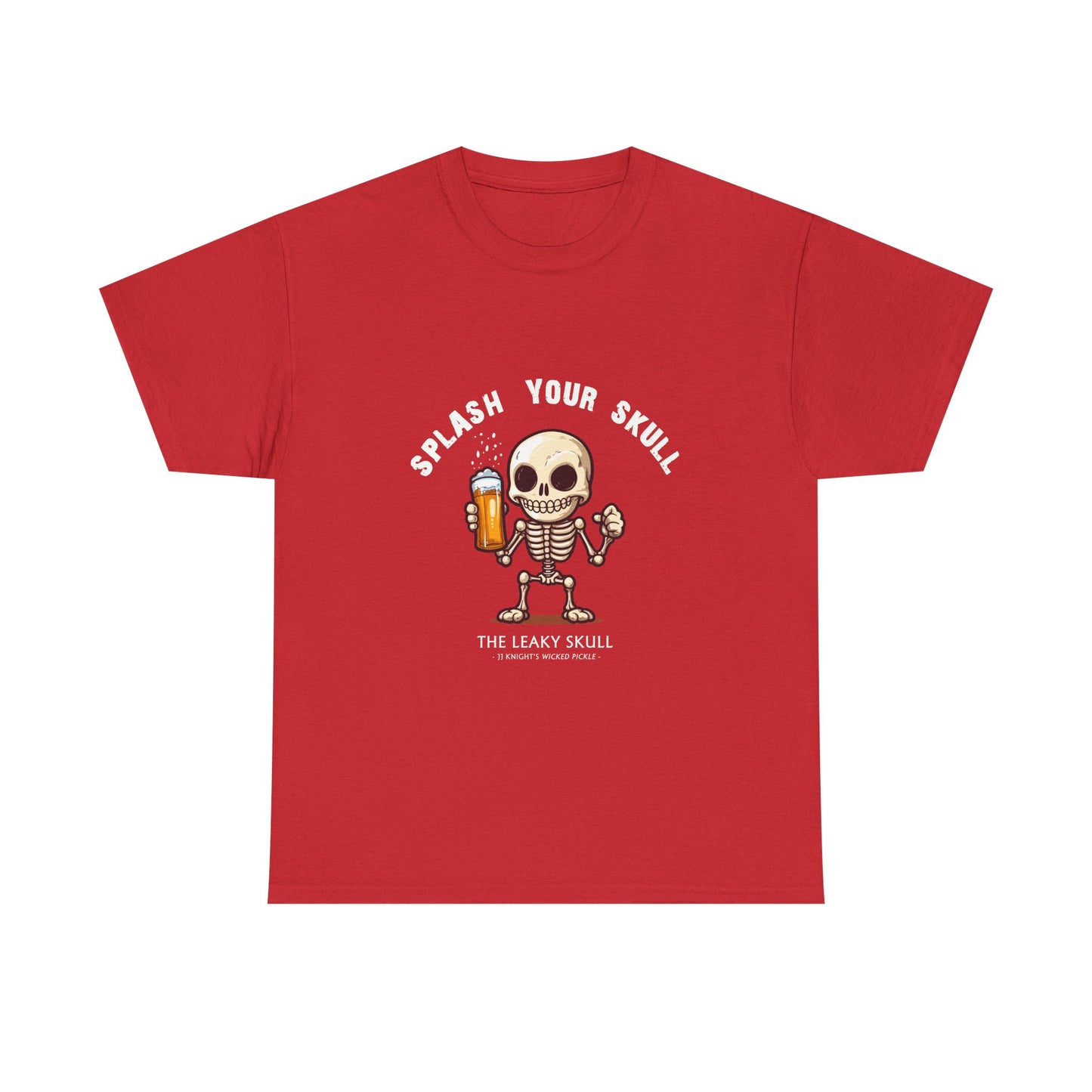 The Leaky Skull from Wicked Pickle bar logo thick cotton round-neck tee