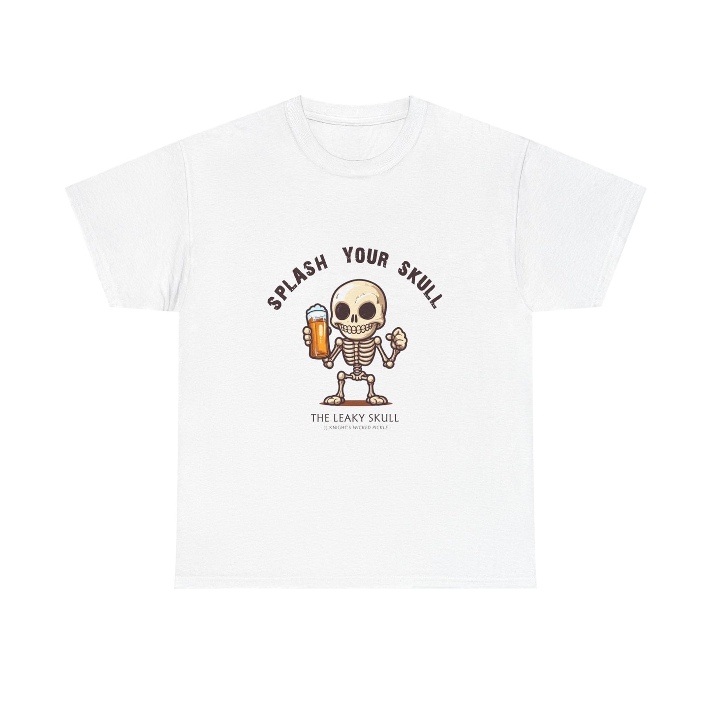 The Leaky Skull from Wicked Pickle bar logo thick cotton round-neck tee