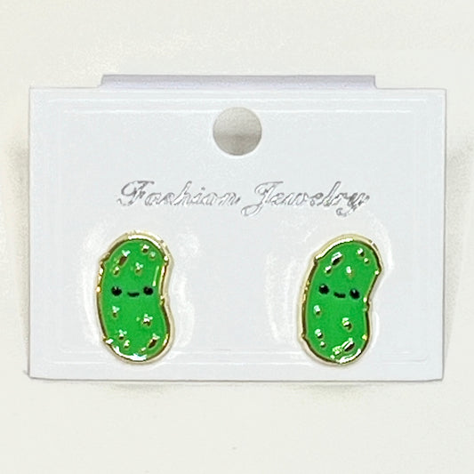 Cute pickle earrings flat style