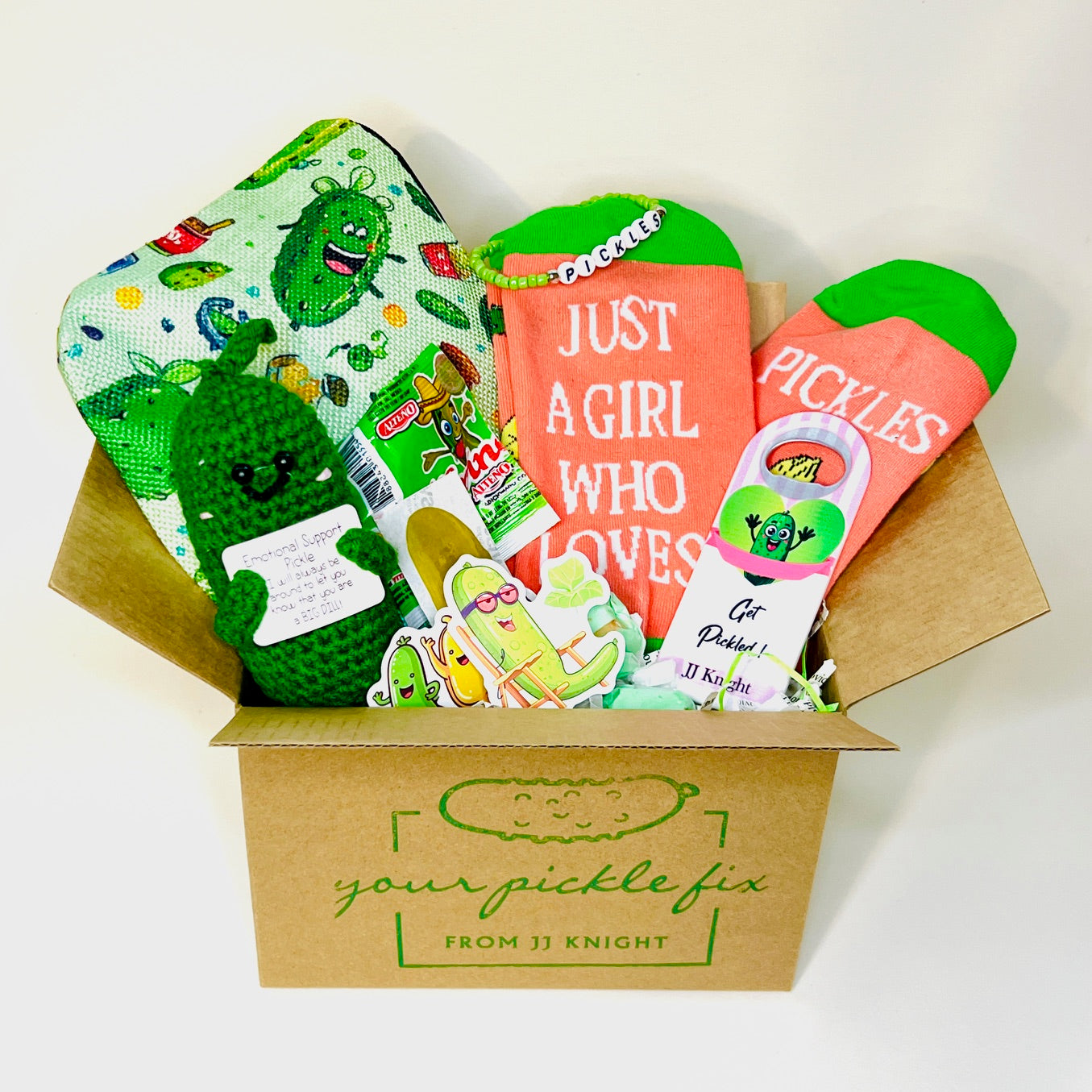 Pickle gift box with bag socks plush