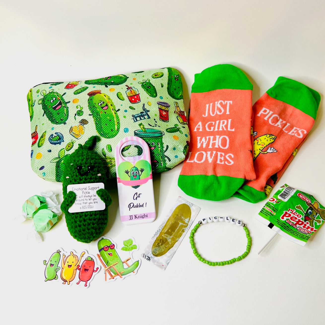 Pickle merch box with bag socks plush bracelet