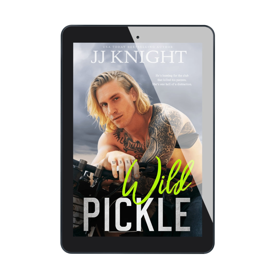 Ebook cover of 'Wild Pickle' by JJ Knight on a tablet screen.