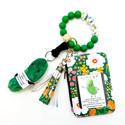 Love Story Box Christmas Pickle wristlets with bead bracelet and pickle