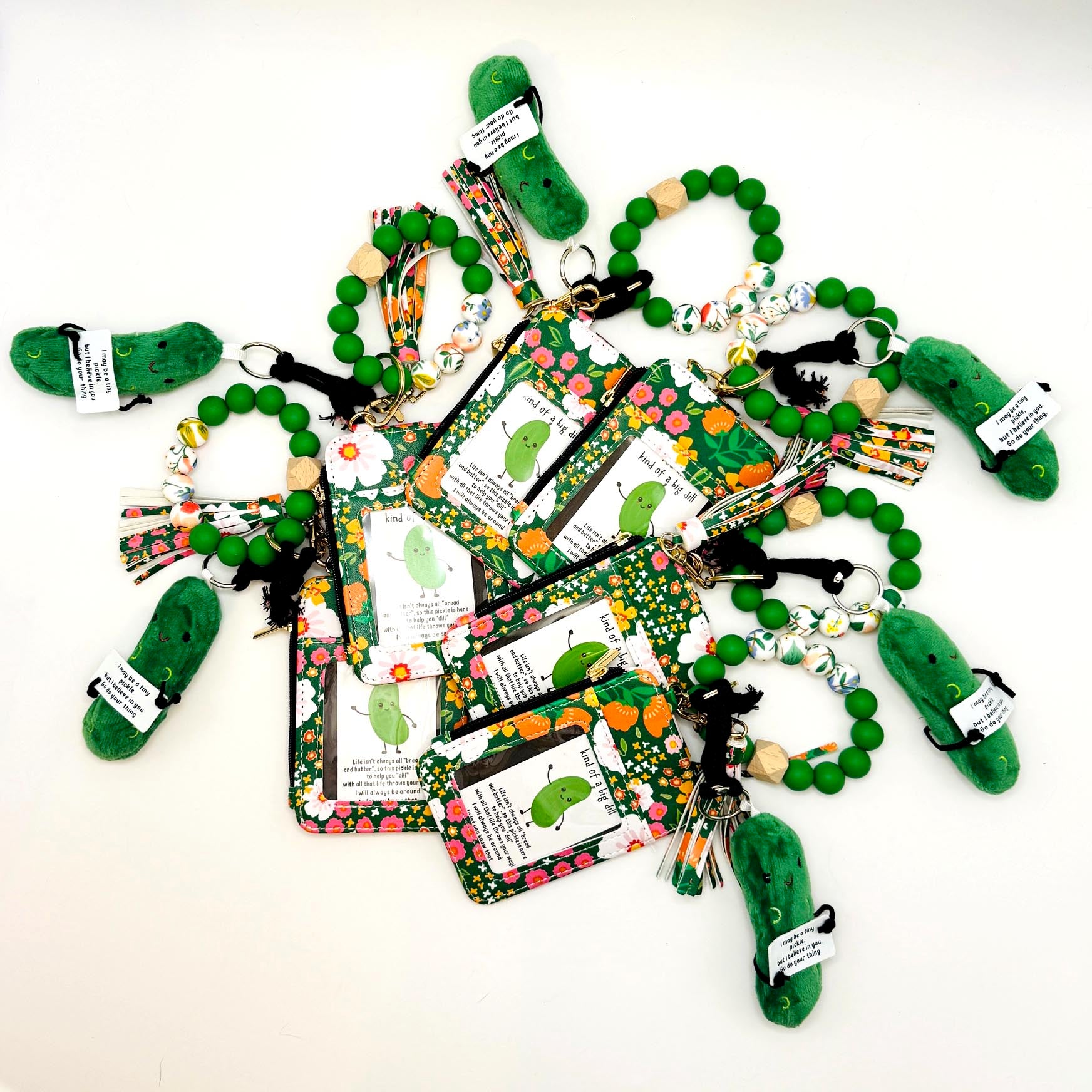 Love Story Box Christmas Pickle wristlets with bead bracelet and pickle