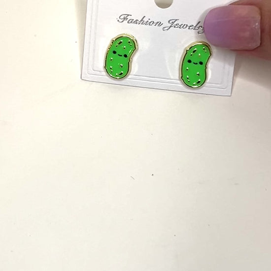 Cute pickle earrings cartoon funny